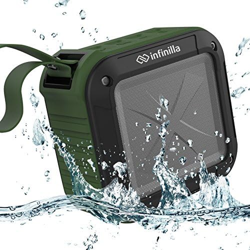 Waterproof Bluetooth Speaker, Infinilla 4.1 Portable Outdoor &amp; Shower Wireless Speakers, Super Bass, 12 Hour Playtime with Mic, NFC and SD Card Support (Green)