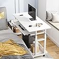 UAEJJ Mobile Bed Side Table, Laptop Table Standing Desk, Adjustable Computer Table Laptop Desk with Wheels, Rolling Computer Workstation Laptop Stand Table for Home Office (SC11B)
