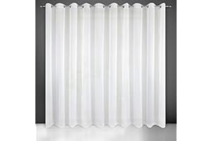 Eurofirany Lucy Cortina de Gasa Transparente Lisa con Ojales 1 ud. -para Dormitorio, salón Elegante 100% poliéster, Blanco, 300x250 cm