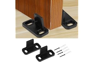 EJOYOUS Sliding Door Guide Clip, Metal Sliding Barn Door Bottom Guide with Screws Adjustable Wooden Door Floor Guide Wall Mount Hardware, Easy to Install Black Floor Guide Clip