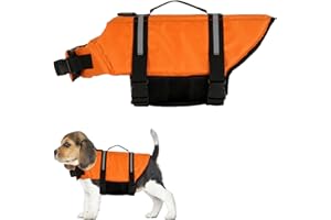 Satiskid Dog Life Jacket, Dogs Swimming Vest With Buoyancy & Safety for Small Dogs, Dog Life Vest With Rescue Handle & Reflective Elements For Water Sports Pool And Beach, XS (Orange)