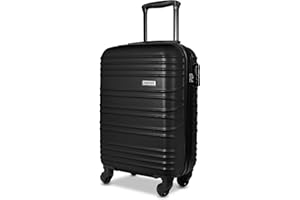 Luggage Depot Cabin Suitcase & Hand Luggage, 55x35x20cm, with Security Lock, 360° Silent Spinner Wheels, X-Strap Interior, Lightweight ABS Hardshell, Ryanair EasyJet British Airways Approved, Black