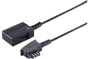 PADCR TAE Verlängerungskabel, TAE-F Stecker auf TAE-F Buchse, Telefonkabel, Schwarz (3m)