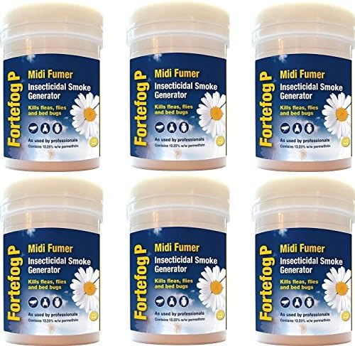 6 x Insecticidal Smoke Generator Fortefog P Midi Fumer 11g Insects Control Kills Fleas Bed Bugs Ants Cockroaches