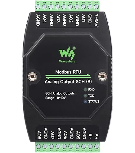 Waveshare Professionele 8-chan 12-bit analoog acquisitiemodule, ondersteunt spanning en stroom, DC 7-36V, brede spanning