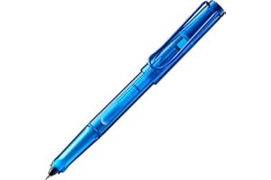 Lamy Balloon - Penna roller 311, completamente trasparente, colore blu, con manico e clip in metallo verniciato a polvere, con cartuccia a inchiostro, tratto B