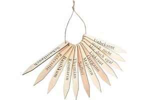 ‎SIDCO SIDCO Kräuterschilder 12 x Kräuterstecker Pflanzschilder Stecker Etikett Holz natur