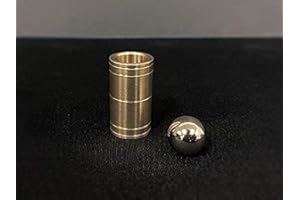 MOMOMAGE Ball & Tube Mystery (Brass) Magic Tricks Steel Ball Sink Down into Tube Magic Close up Illusions Props Gimmick Mentalism Easy