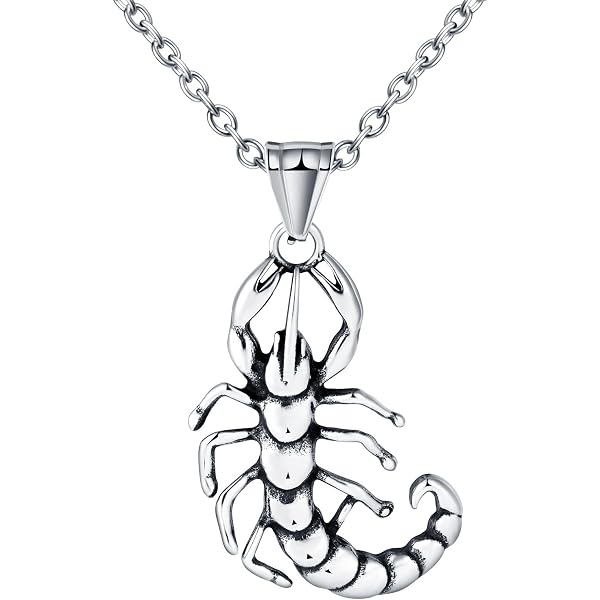 OIDEA Collana Uomo Con Ciondolo Scorpione | Fantasia Rock Punk Biker | In Acciaio Inossidabile Oro O Argento | Catena 55 Cm - 5