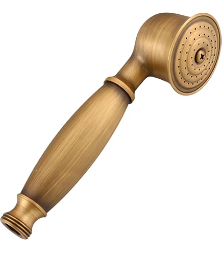 Soffione Doccia A Mano In Ottone Rame Antico - Finitura Titanio Dorato, Stile Vintage - 3