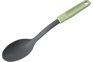 Fackelmann Ecolution Cucharón para Servir, Cuchara de Cocina de Fibras de Madera y Plástico Orgánico, 33x6 cm, Color Verde Menta y Gris Piedra, 1 ud.