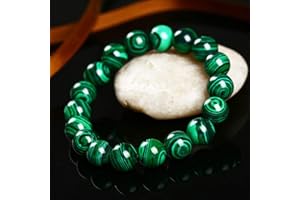 Bracelet en Pierre pour Femme,La Pierre Naturelle Bangle Chakra 7 10Mm Perles Malachite Verte Énergie Yoga Élastique Breloques Bijoux pour Hommes Anxity Girl Cadeau De Noël
