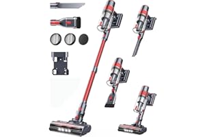 SunSare Cordless Vacuum Cleaner 450 W/40000 Pa, Battery Vacuum Cleaner with LED Display, Lightweight Anti-Tangle, Powerful Cordless Vacuum Cleaner for Floors, Carpets, Pet Hair