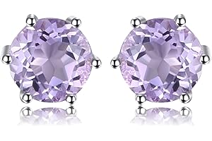 JewelryPalace Okrągły prawdziwy kamień szlachetny Ametyst Cytryn Granat Perydot Topaz Kolczyki sztyfty Srebro 925 Kolczyki damskie Srebrny kamień szlachetny Dziewczyny Różowe złoto Złoto