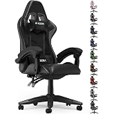 Bigzzia Gaming Chair, Ergonomic Office Chair in PU Leather, Height Adjustable with Lumbar Support and Headrest, 155&deg; Reclinin