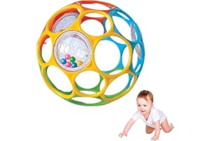 HLJS Sensory Ball for Babies, Classic Ball Toys, Shake Ball with Large Hole, Baby Sensory Balls with Bell Ball, Sensory Toy for Early Educational Learning (11.5 cm)