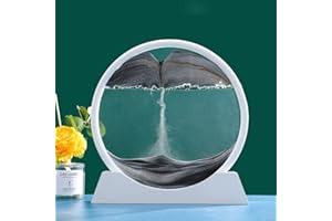 LINPING Pintura de arena fluida, imagen de arte de arena en movimiento, cristal redondo, paisaje de arena 3D de mar profundo en marco de pantalla móvil, decoración de escritorio para el hogar y la oficina (12