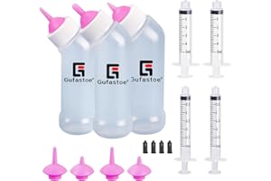 Gufastoe Biberon Gattini Appena Nati Gattino Cucciolo Bottiglie per Kit, Pet Feeder Bottiglia con capezzolo di Alimentazione e siringhe per Tutte Le Razze di Cuccioli Gattini e Altri Animali-Rosa