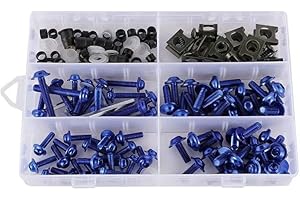 SANWAN Sunwan Motorcycle Fairing Bolt Kit Universal Aluminum Complete Windscreen body modification screws (Blue)