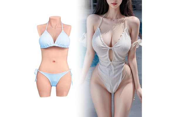 Minaky Faux Seins Silicone 3-Points Bodysuit Fournitures Mastectomie Silicone Prothèse Mammaire Réalistes Fausse Poitrine Forme (C Cup,Blanc)