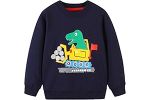 Koonde Boys Dinosaur Jumper Cotton Top Truck Sweatshirt Long Sleeve Tee for Kids Toddler Clothes 1.5-7 years