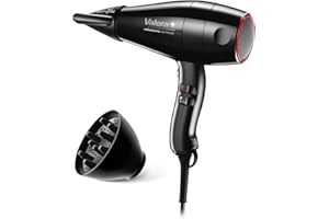 Valera, Swiss Silent Jet Light 7500, Asciugacapelli Professionale, Silenzioso e Leggero, con Potente Motore, 3 Livelli di Temperatura, Ionizzatore, Cavo Flessibile Anti-Attorcigliamento, 2000 W, Nero