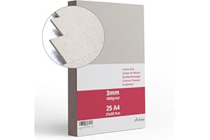 ANHELUS PAPER & DECO 25 A4 Cartone Grigio 3mm di spessore - formato 21x29,7cm - 25 Cartoncini per rilegatura A4 da 1850gsm/m2 - Cartone pressato - Cartone pietra per Bricolage e Artigianato - Scrapbooking