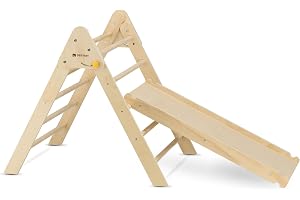 Deryan Luxe vikbar triangel med lutning och ekorrbur/rutschbana - Montessori Gym trämöbler