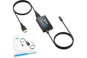 eSynic Professioneller 192 kHz eARC ARC Audio-Extraktor ARC HDMI auf optischen Audio-Extraktor mit HDMI und optischem Kabel, unterstützt 5.0 und 2.0 Audio-Format für HDTV zu Soundbar (muss TV eARC ARC