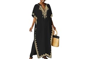 Bsubseach Damskie stroje plażowe tureckie kaftanowe długi strój kąpielowy okrycie kaftan sukienka plażowa