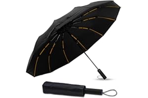 WINDFROMORT Parasol odporny na burzę – automatyczny składany parasol, z 144 żebrami parasola, ochrona przed promieniowaniem UV – żeberka, blokuje 99% promieni UV, wiatroszczelny i wodoszczelny, nadaje się do