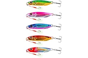 Sinking Fishing Lures, LULUWA 5pcs 30g/40g/50g Hard Metal Sea Spinner Fish Bait in Saltwater or Freshwater for Tuna Salmon Grouper & Jigging Lure