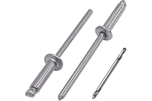 SKIR'CO (400 piezas) Remaches ciegos de aluminio de 3,2 x 12 mm, mandril de aluminio, remaches pop, cabeza de cúpula, una broca incluida