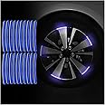 CGEAMDY 20 PCS Car Wheel Hub Reflective Sticker, Reflective Car Wheel Decorative Stripe Stickers, Anti-Scratch Reflective Stickers Car Motorcycle Wheel Safety Decorative Decals Universal(Blue)