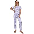 SMOWKLY Printed Round Neck Short Sleeve Nightsuit Set | Pajama Set | Casual Night Dress for Women