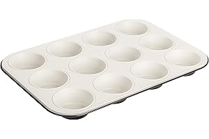 Dr. Oetker Forma do pieczenia muffinek Ø 5 cm, ekskluzywna, z blachy stalowej, blacha do pieczenia ze wzmocnioną ceramicznie powłoką zapobiegającą przywieraniu (kolor: szaro-brązowy/kremowy), ilość: 1