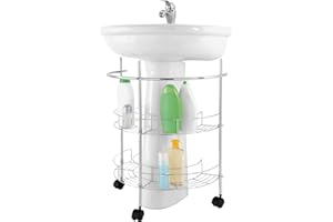 Feridras 2 ripiani, Mobile Bagno Sottolavabo 34x55x67 con Rotelle Cromo