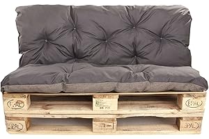 KRUGER Cojines para palés externos/cojín Euro Palette, cojín sofá, cojín de salón de jardín (Set:120 x 60 + 120 x 40 cm), color gris oscuro