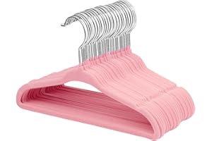 ‎MANGOTREE ManGotree Baby-Kleiderbügel aus Samt, Kleinkind-Kinderbügel mit Drehbarem Haken, Gekerbtes Schulter Design für Kinder und Kinderkleidung (30 Stück, Rosa)