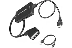 SZJUNXIAO Convertisseur péritel vers HDMI avec câble péritel, Adaptateur Peritel HDMI Full HD 720P/1080P Vidéo Audio SCART HDMI Adaptateur pour HDTV DVD Projecteur STB VHS XB0X PS3 Lecteur HD Blu-Ray