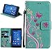 Produktbild Roreikes Sony Xperia Z3 Hülle, Slim Retro Schmetterling und Blume PU Leder Bookstyle Handyhülle Tasche Flip Wallet Case mit Strap Portable Handytasche Anti-Scratch Shell Cash Pouch ID Card Slot Magnetverschluss Etui Soft Silikon Back Cover Folio Schale Schutzhüllen für Sony Xperia Z3 - Grün