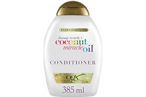 OGX Coconut Miracle Oil Conditioner (385 ml), acondicionador hidratante con aceite de coco, esencia de tiaré y extracto de vainilla, sin sulfatos ni parabenos, para cabello seco y dañado