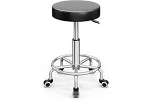 CYYKCC Swivel Stool Chair, Rolling Drafting Stool Chair with Height Adjustable Base for Office and Massage Spa Medical Salon Tattoo Beauty Barber (Black)