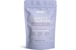 ‎WELLBE THE HEALTH COMPANY Wellbe Kollagen Pulver Wildberry - hochdosiert mit maximal bioaktivem Kollagen Hydrolysat, Biotin, Zink, Vitamin C & Hyaluron - Collagen Pulver - Kollagenpulver Peptide Made in Germany