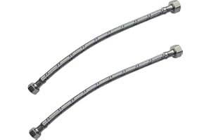 EXPRESS WATER Juego de 2 mangueras de acero inoxidable de 40 cm con conector hembra de 1/2'' hembra de 1/2'', Latiguillos de Fontanería, Durabilidad y Flexibilidad para sus Instalaciones Hidráulicas