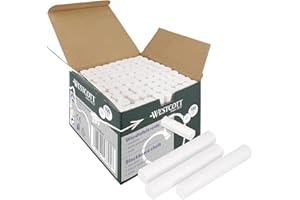 ‎WESTCOTT Westcott Kreide 100 Stück Weiss | Vorteilspack Tafelkreide mit 1,2cm ⌀ in deckendem Weiss | staubarm & leicht abwischbar | 8,5cm lange Kreidestifte | E-744986 00