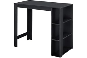 ‎[EN.CASA] [en.casa] Bartisch Danderyd Bistrotisch Esstisch 120 x 60 x 106 cm Küchentheke mit 3 Ablagefächern Stehtisch Bartheke für Esszimmer Wohnzimmer Küche Schwarz