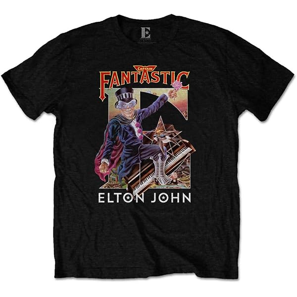 Elton John Rocketman T-Shirt - Official Black Men's Tee With Piano Logo, 100% Cotton, Size L - View #3