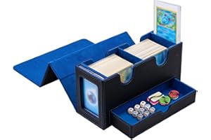 Tolesum Doppelschicht Card Deck Box für MTG,Gathering Kartenbox mit Schaufenster und Würfelfach PU Leder Starkes Magnetic Sammelkarten Box Kompatibel Magic Commander TCG Karten-Schwarz und blau