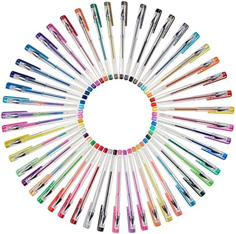 Creyart Gel Pen Set With 60 Gel Ink Pens in Black, Glitter, Metallic, Swirl &amp; Neon Colors - Perfect for Coloring, Writing &amp; Art Projects